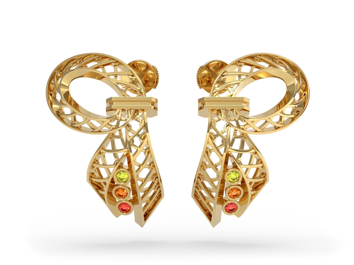 Boucles d'oreilles Confetti - Saphir jaune, orange clair et orange foncé – Or jaune 18 carats