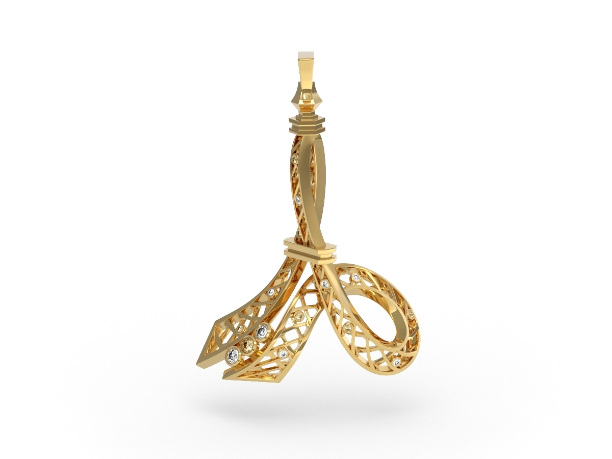 Pendentif Gala - Diamants blancs et Champagne – Or jaune 18 carats