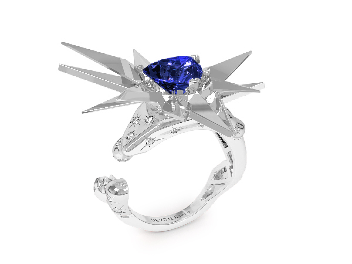 Bague Night Glacier White - Diamants blancs - Tanzanite Trillion <br> Or blanc 18 carats