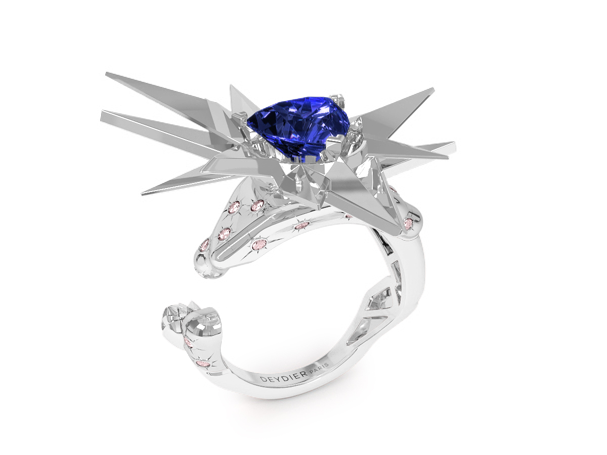 Bague Night Glacier Rose - Diamants blancs - Tanzanite Trillion <br> Or blanc 18 carats