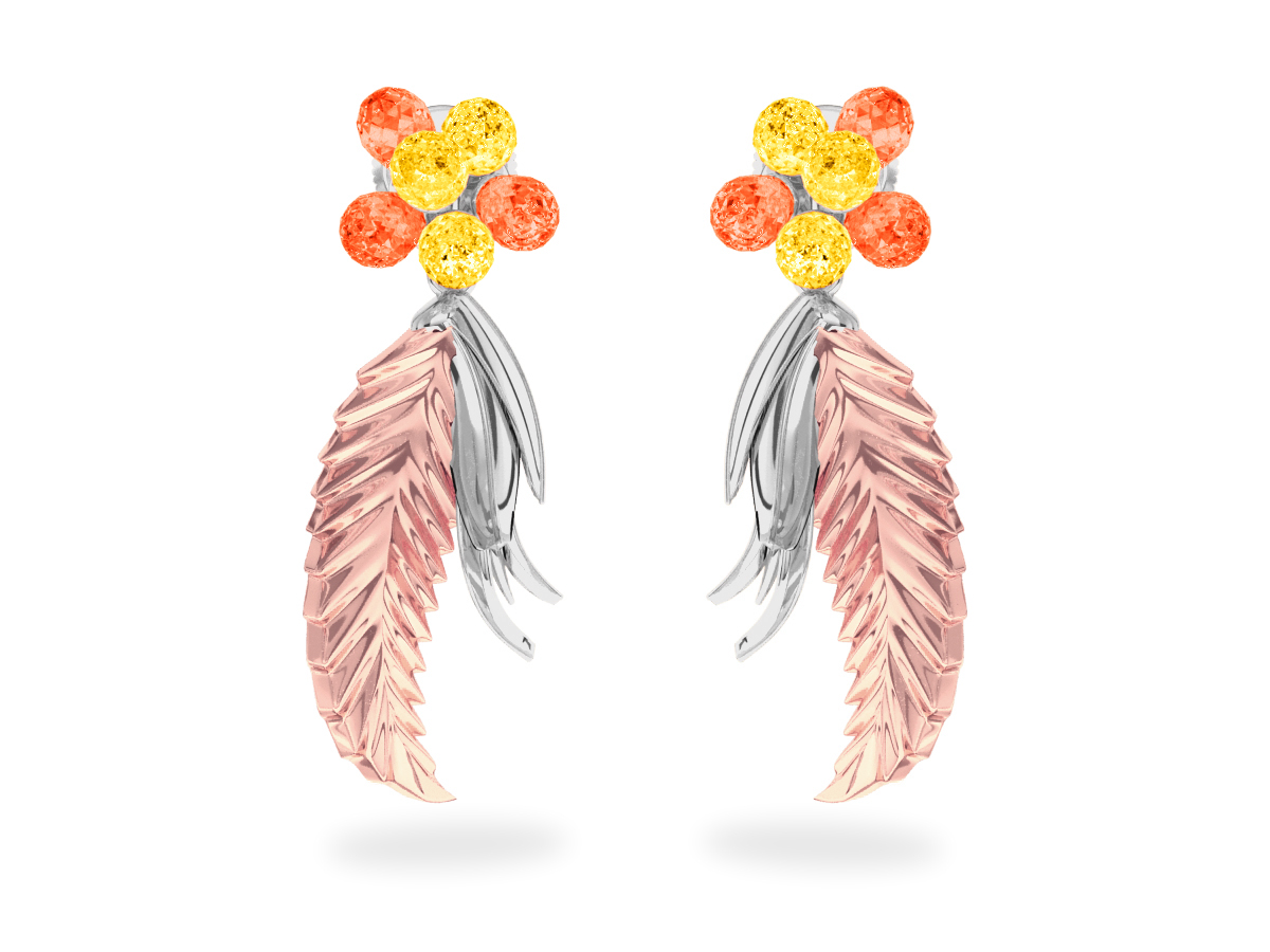 Boucles d'oreilles Flowers Yellow & Orange
- Saphirs Jaunes & Orange<br/> Or blanc & rose 18 carats