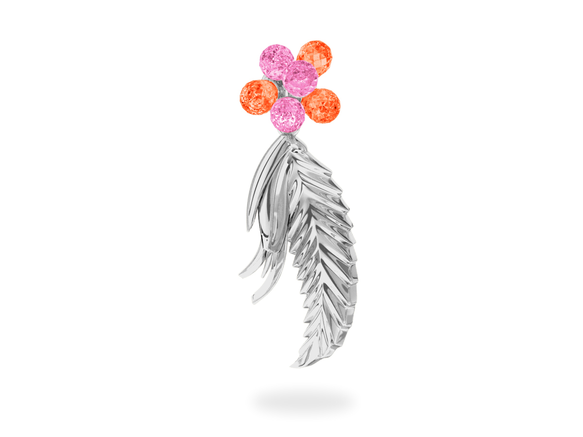 Pendentif Flowers Pink & Padparadsha
- Saphirs Roses & Orange <br/> Or blanc 18 carats