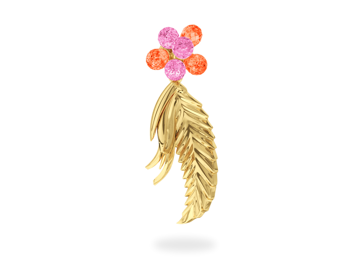 Pendentif Flowers Yellow & Orange - Saphirs Roses & Orange Or jaune 18 carats Saphirs Roses & Orange <br/> Or jaune 18 carats