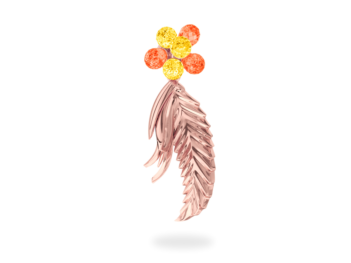 Pendentif Flowers Yellow & Orange - Saphirs Jaunes & Orange <br/> Or rose 18 carats 