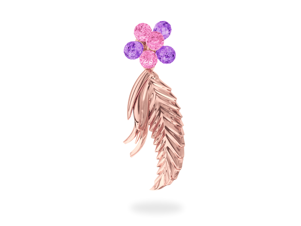Pendentif Flowers Pink & Purple - Saphirs Roses & Violets <br/> Or rose 18 carats 