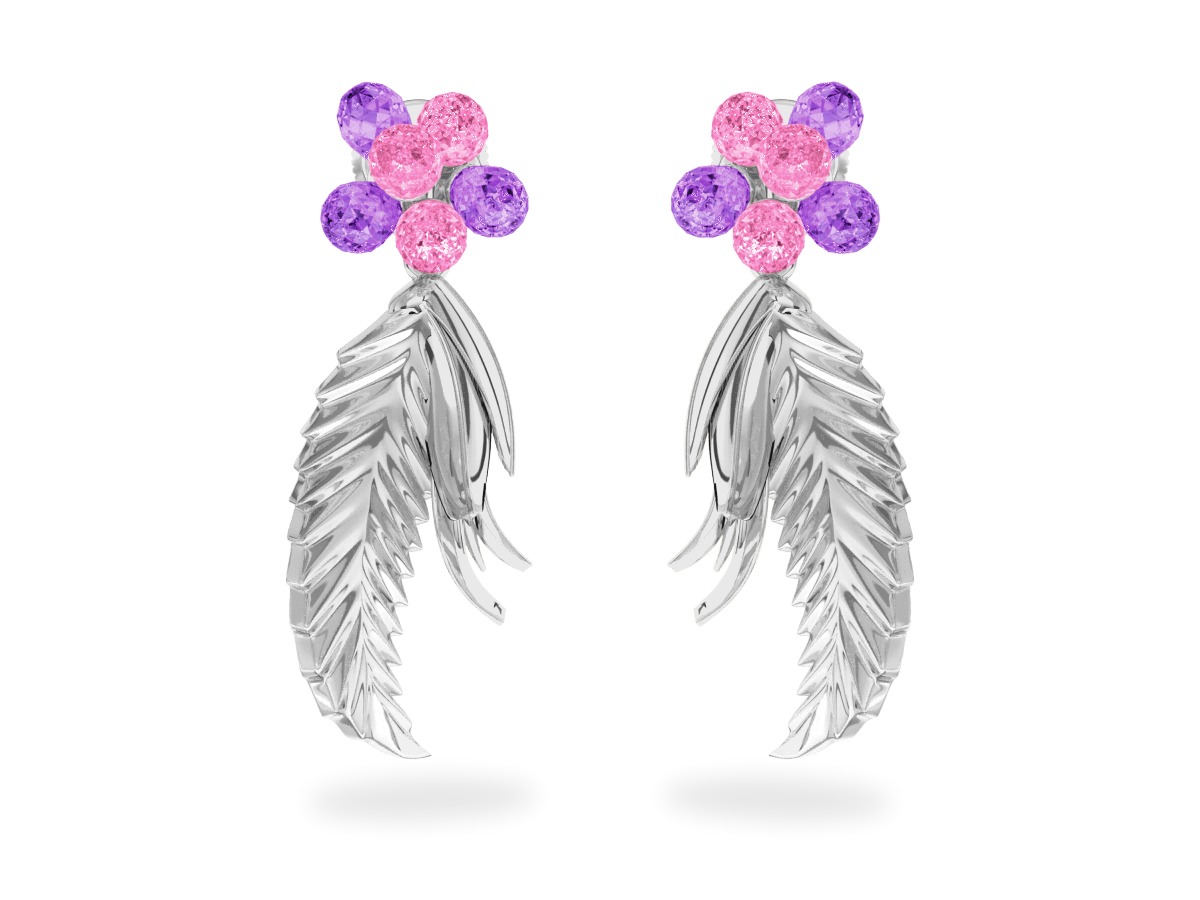 Boucles d'oreilles Flowers Pink & Purple
- Saphirs Roses & Violets<br/> Or blanc 18 carats