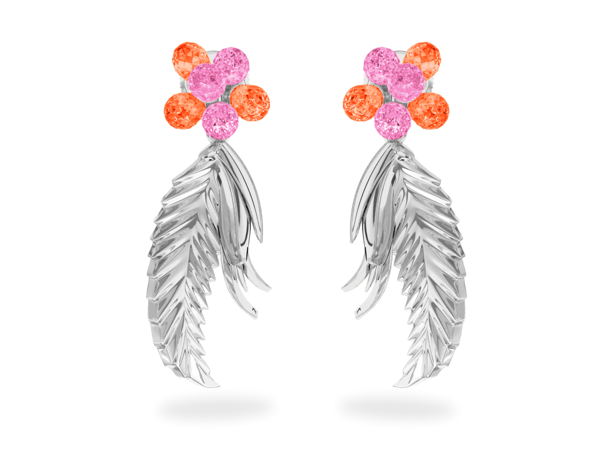 Boucles d'oreilles Flowers Pink & Padparadsha
- Saphirs Roses & Orange <br/>Or blanc 18 carats