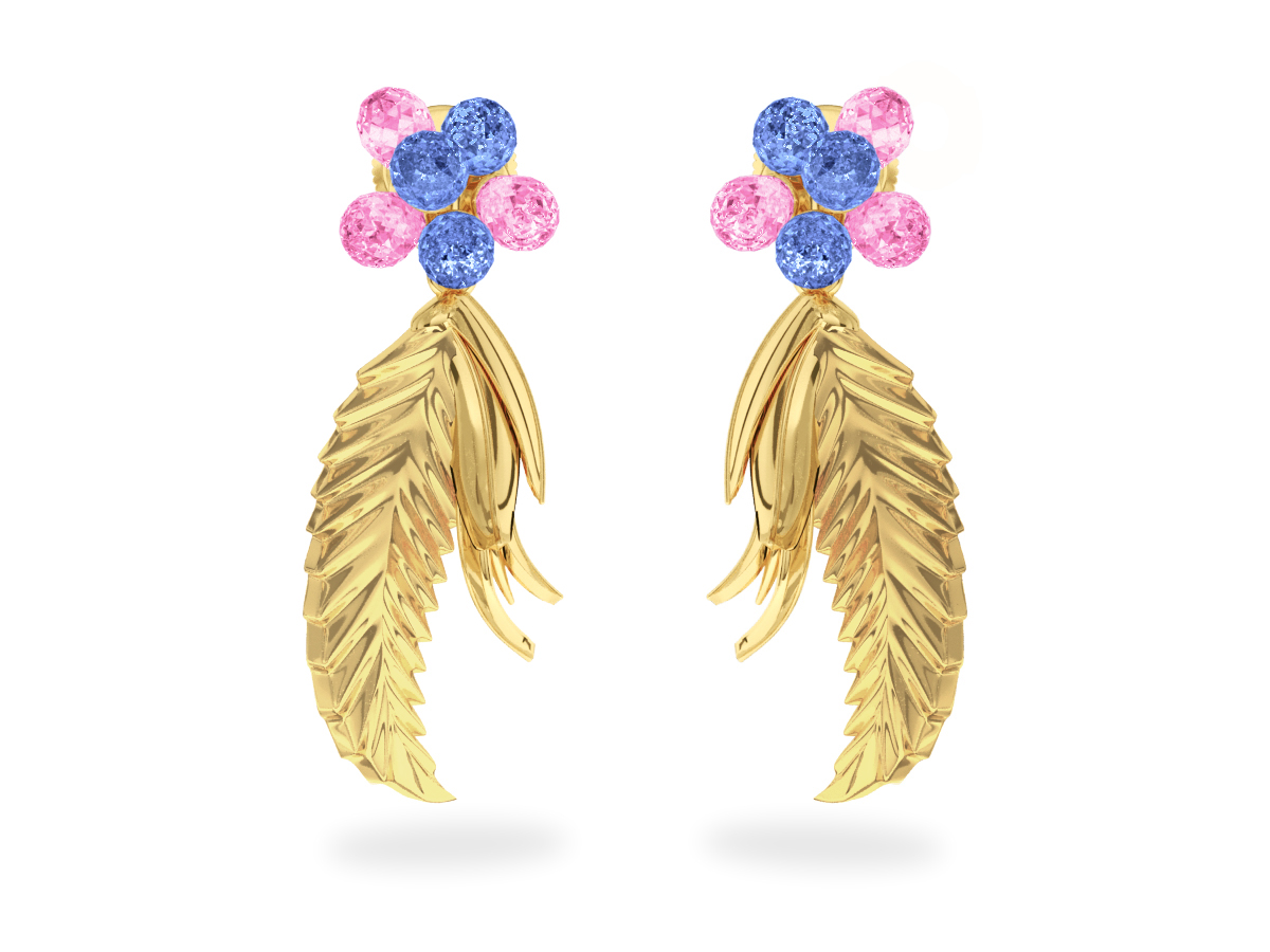 Boucles d'oreilles Flowers Blue & Pink
- Saphirs Bleus & Roses <br/>Or jaune 18 carats