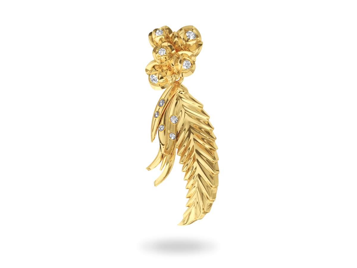 Pendentif Paradise Leaf - Or jaune 18 carats <br/> Diamants blancs