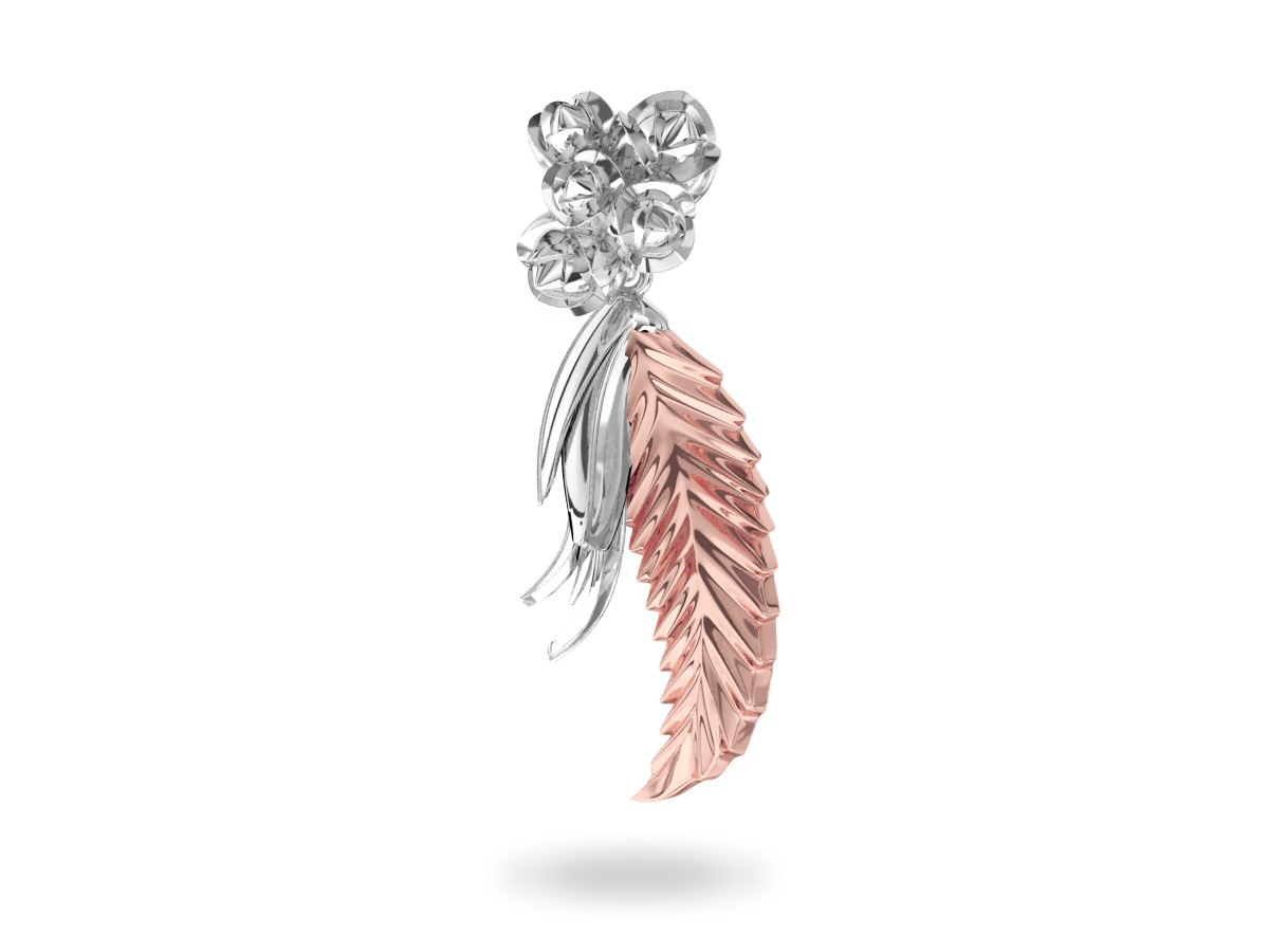 Pendentif Paradise Leaf - Or blanc & rose 18 carats