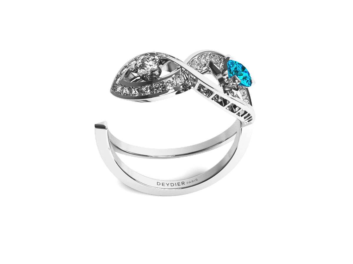 Bague Fairy Tale Infinity - Or Blanc 18 carats <br/>Diamants blancs & bleu