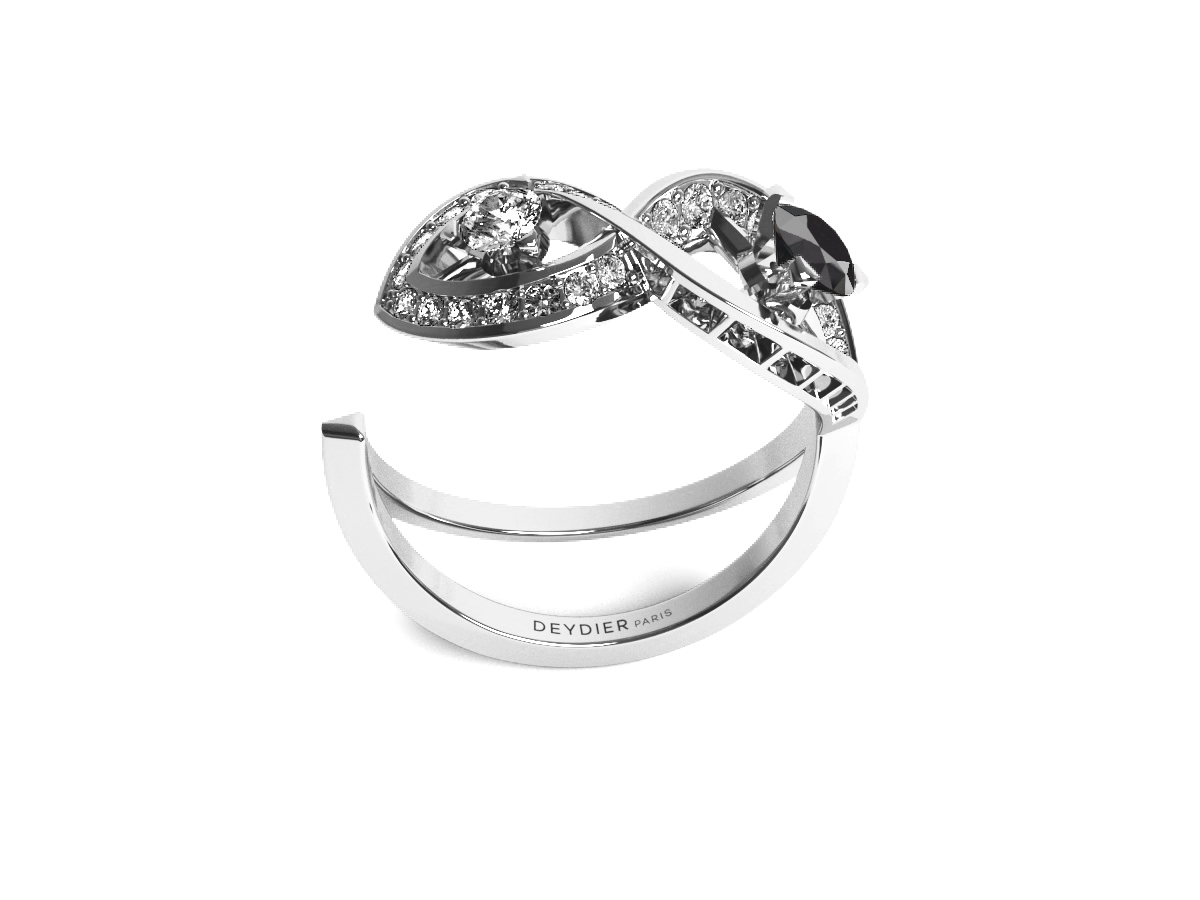 Bague Fairy Tale Infinity - Or Blanc 18 carats <br/>Diamants blancs & noir