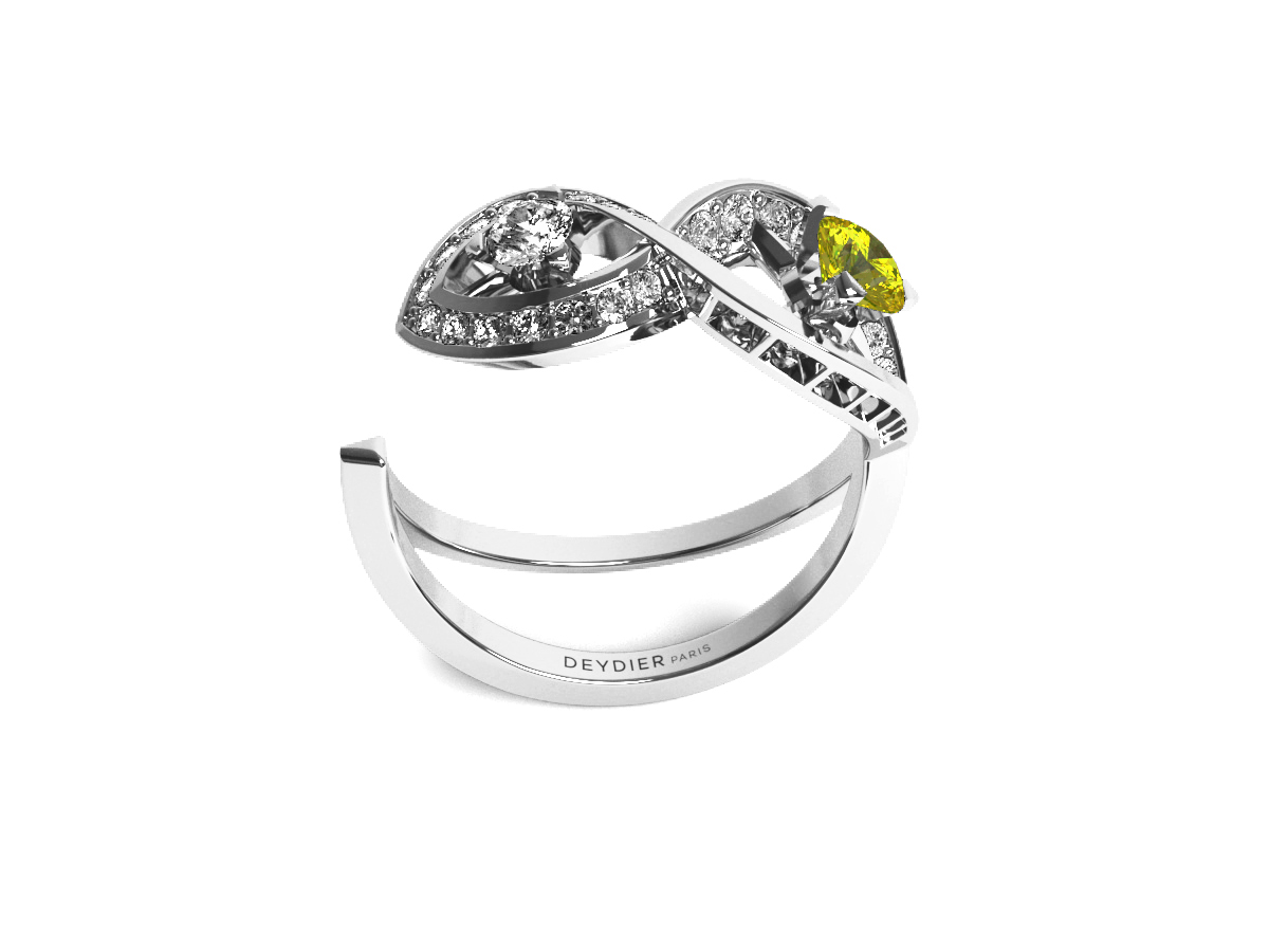 Bague Fairy Tale Infinity - Or Blanc 18 carats<br/> Diamants blancs & saphir jaune