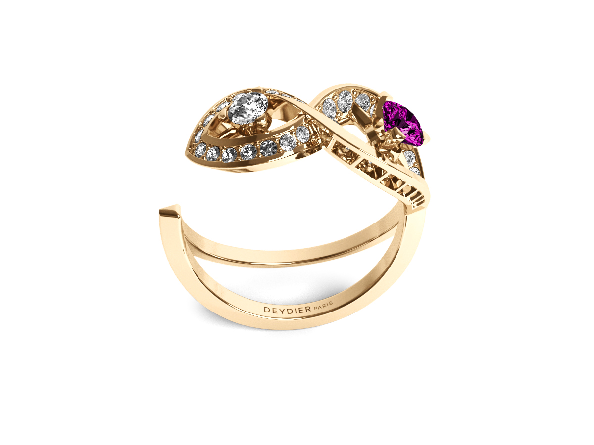 Bague Fairy Tale Infinity - Or Jaune 18 carats<br/> Diamants blancs & saphir rose