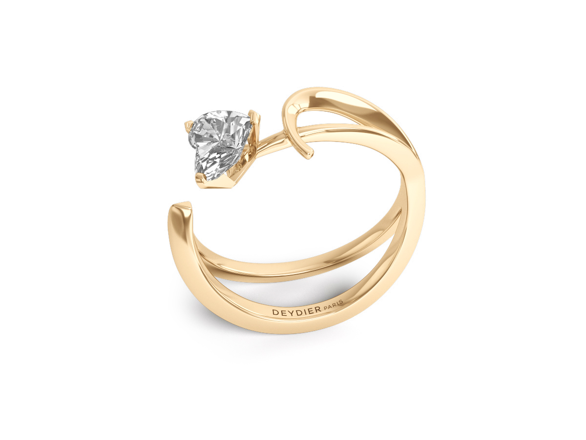 Bague Fairy Tale Dream Love - Or Jaune 18 carats <br/>Diamant taille coeur<br/>Dimensions au choix