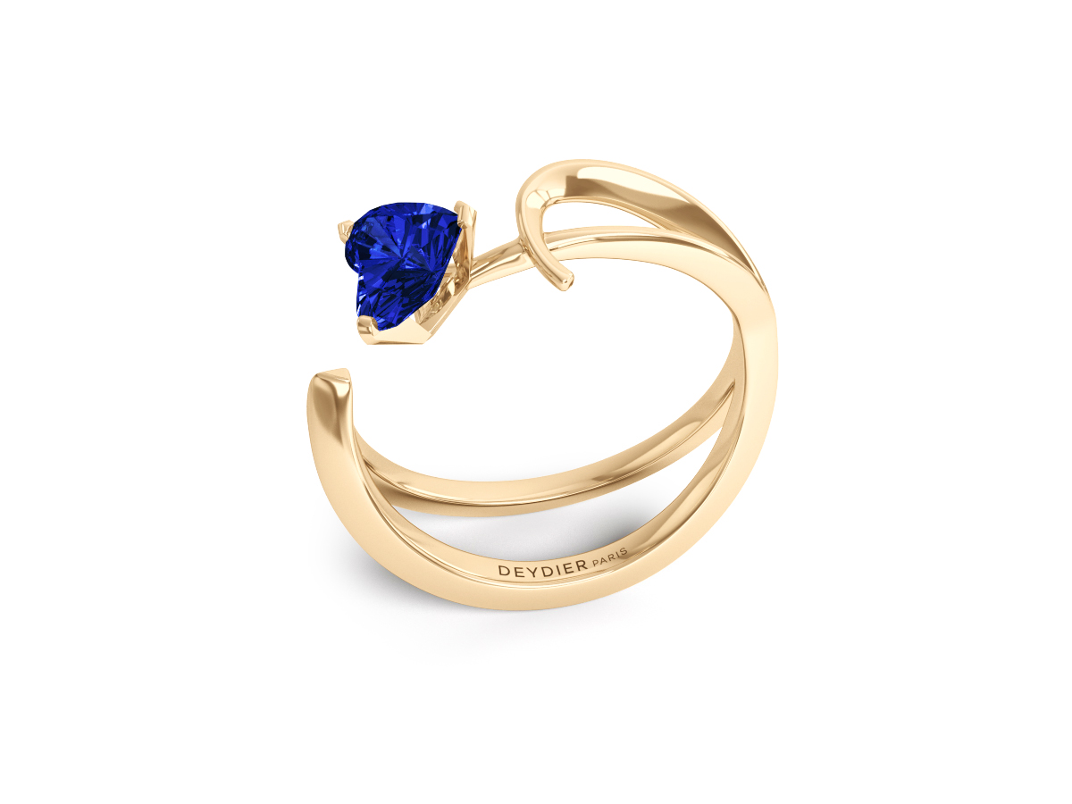 Bague Fairy Tale Dream Love - Or Jaune 18 carats <br/>Saphir Bleu taille coeur<br/>Dimensions au choix